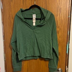 PINK Victoria's Secret Green Zip-Up Hoodie